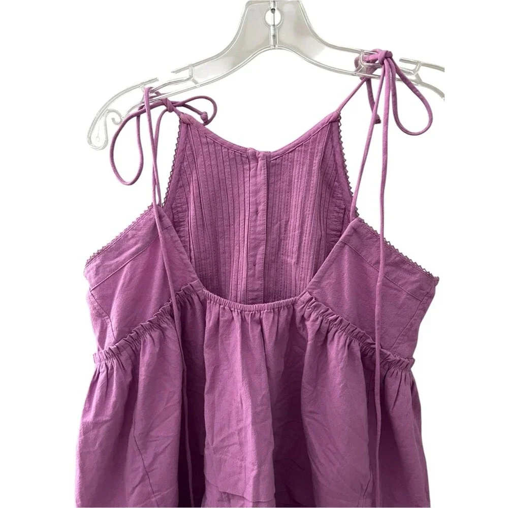 Free People Desert Days Mini Dress M Orchid Pink Halter Open Back Boho Cotton